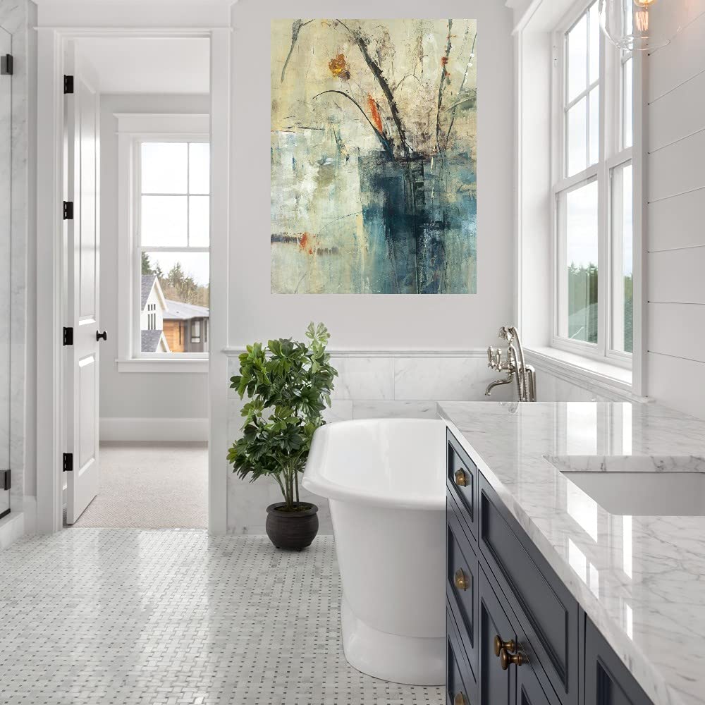 Jodi Maas Aqua Canvas Wall Art - 24x32 Inch Ready to Hang Fine Art Painting for Living Room, Bedroom, Office Decor - Modern Home & Commercial Interior Design