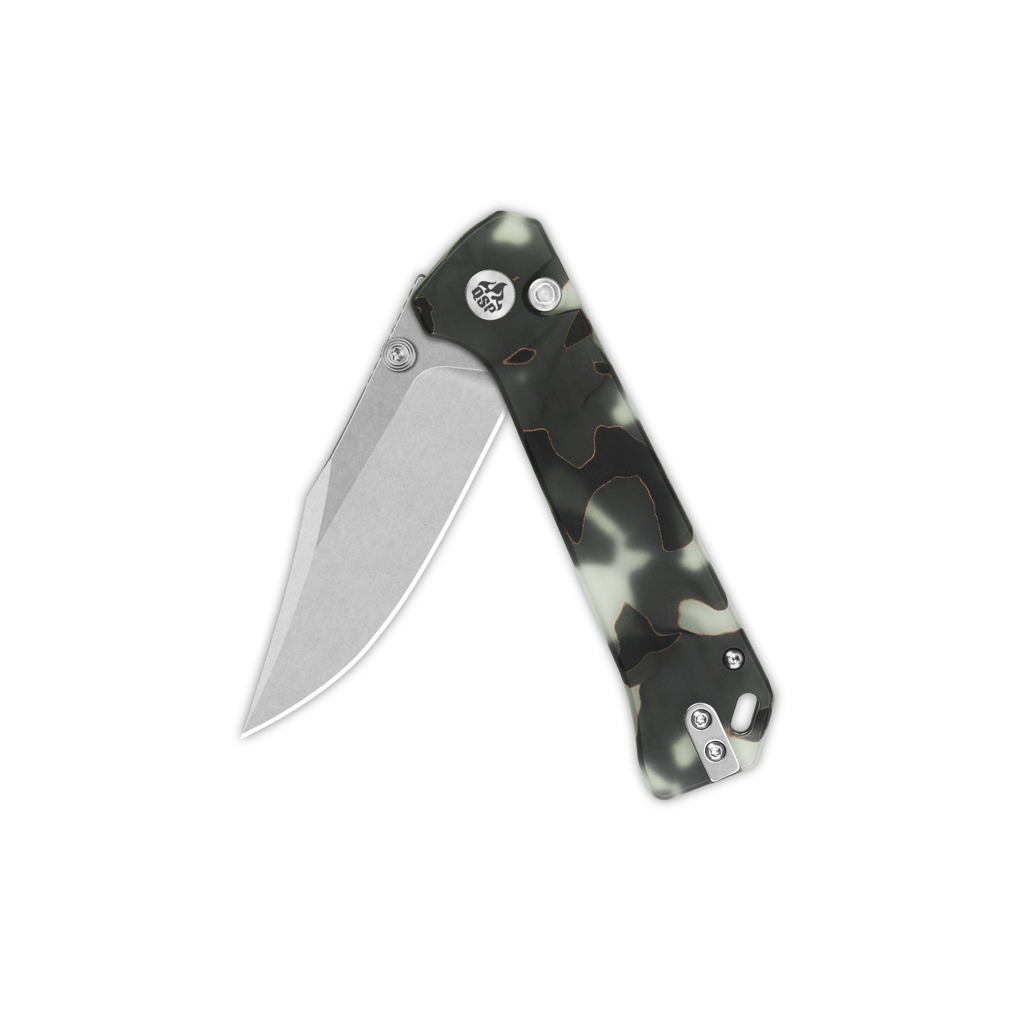 QSP Grebe Button Lock Pocket Knife - S35VN Steel Blade with Raffir Resin Glow in Dark Handle - EDC, Camping, Hiking & Outdoor Survival Tool