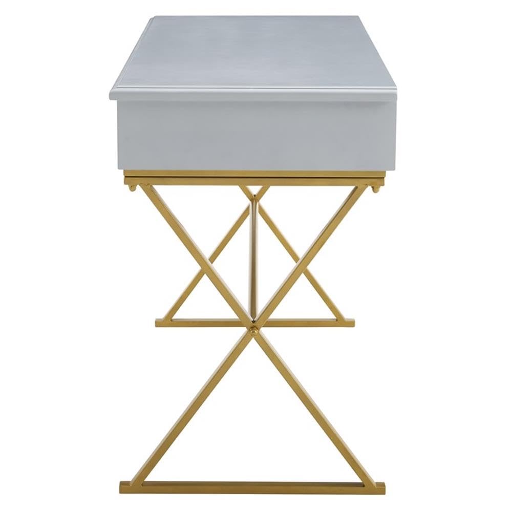 UrbanPro Transitional Two Drawer Wood and Metal Desk in Gray - Modern Home Office & Study Desk for Small Spaces, Dorm Rooms & Workstations