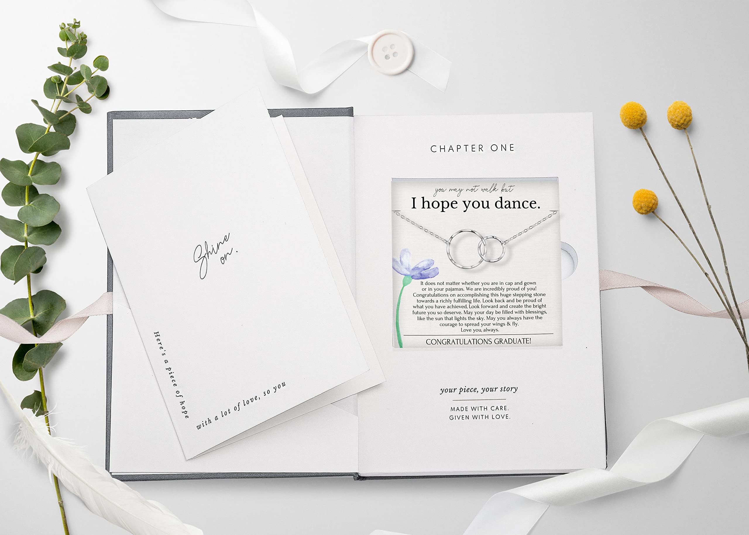Hope Love Shine Graduation Necklace Gift for Women - Elegant College & High School Graduation Present for Her, Best Friend - Perfect for Commencement Ceremonies & Celebrations