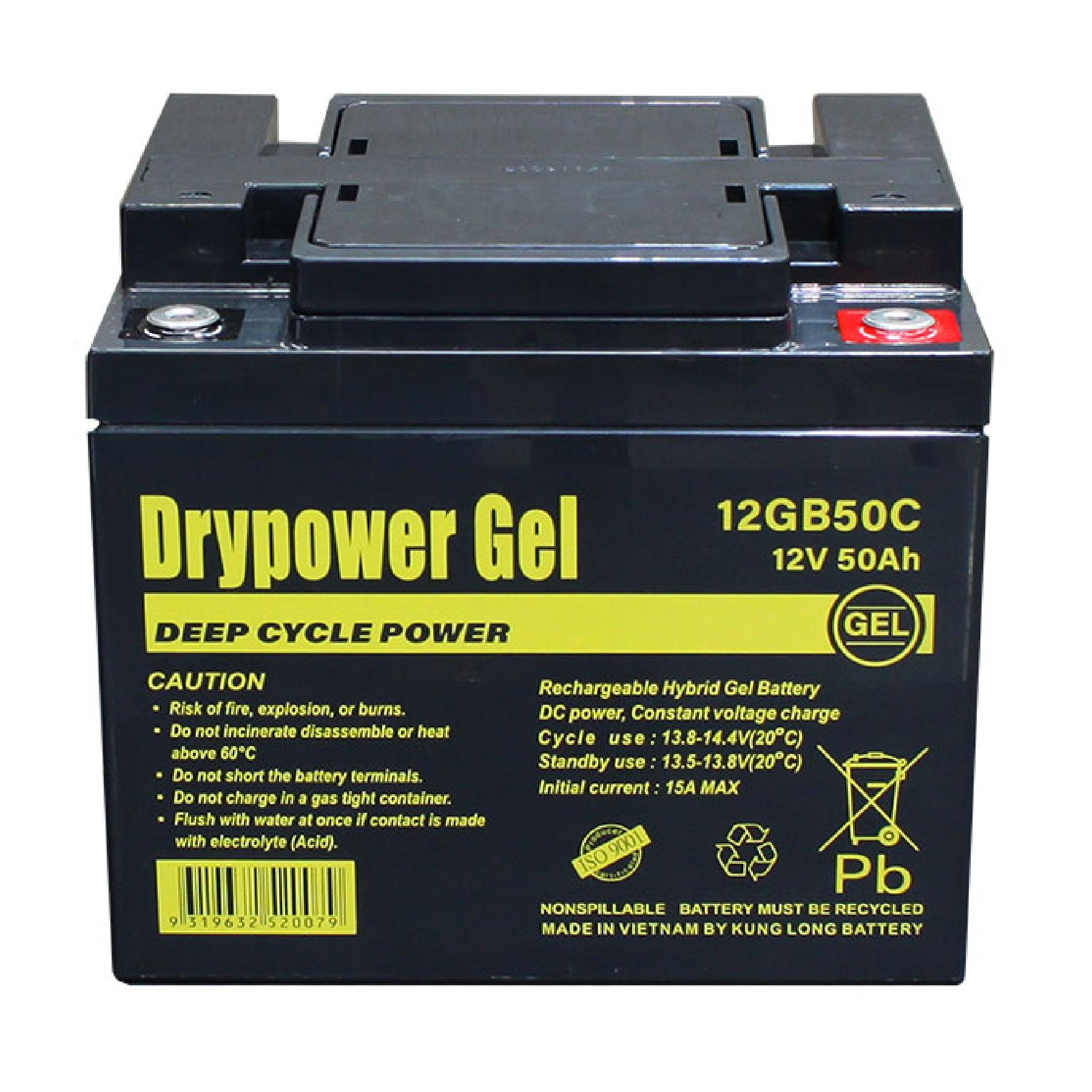 Drypower 12V Sealed Lead Acid Hybrid Gel Deep Cycle Battery - Rechargeable Power for Solar Systems, Marine, RV, and Off-Grid Applications