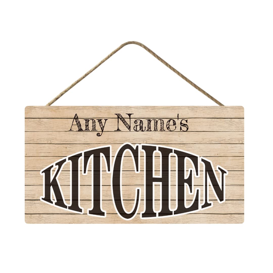 Personalized Custom Name Kitchen Wood Sign - Rustic Home Wall Decor - Printed Wooden Art - 'This Kitchen is Seasoned with Love' - Perfect for Farmhouse, Cottage & Country Style Kitchens
