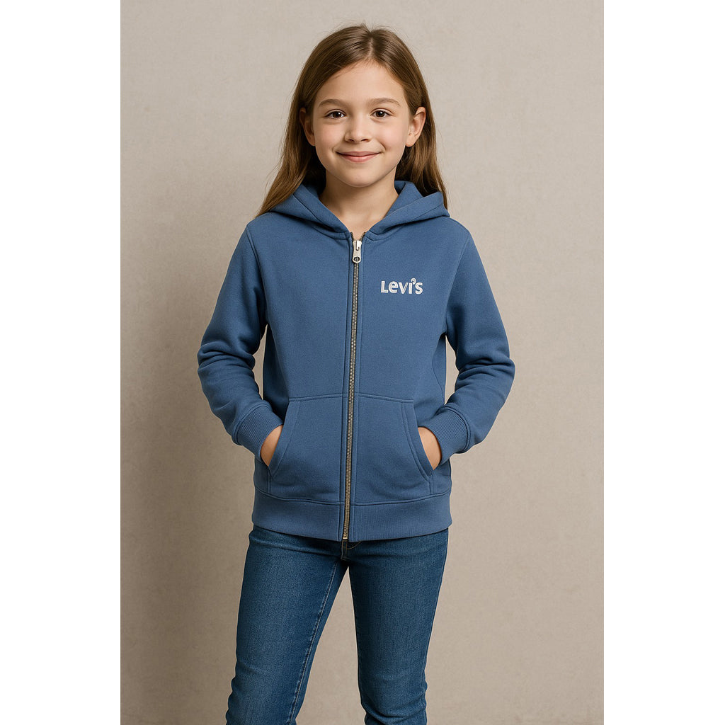 Levi's Youth Poster Logo Zip Up Hoodie for Boys & Girls | Soft Cotton Fleece Pullover with Front Pocket | Perfect for School, Sports & Casual Wear