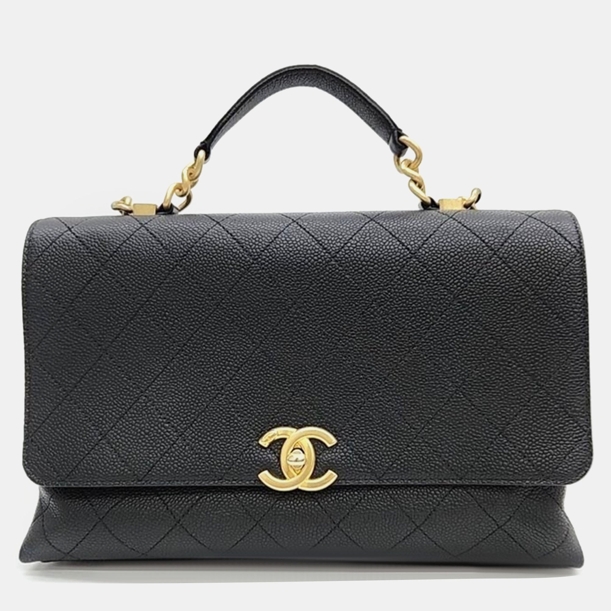 Luxury Black Caviar Leather Small Top Handle Bag for Women - Elegant Evening Clutch, Perfect for Parties, Weddings & Special Occasions