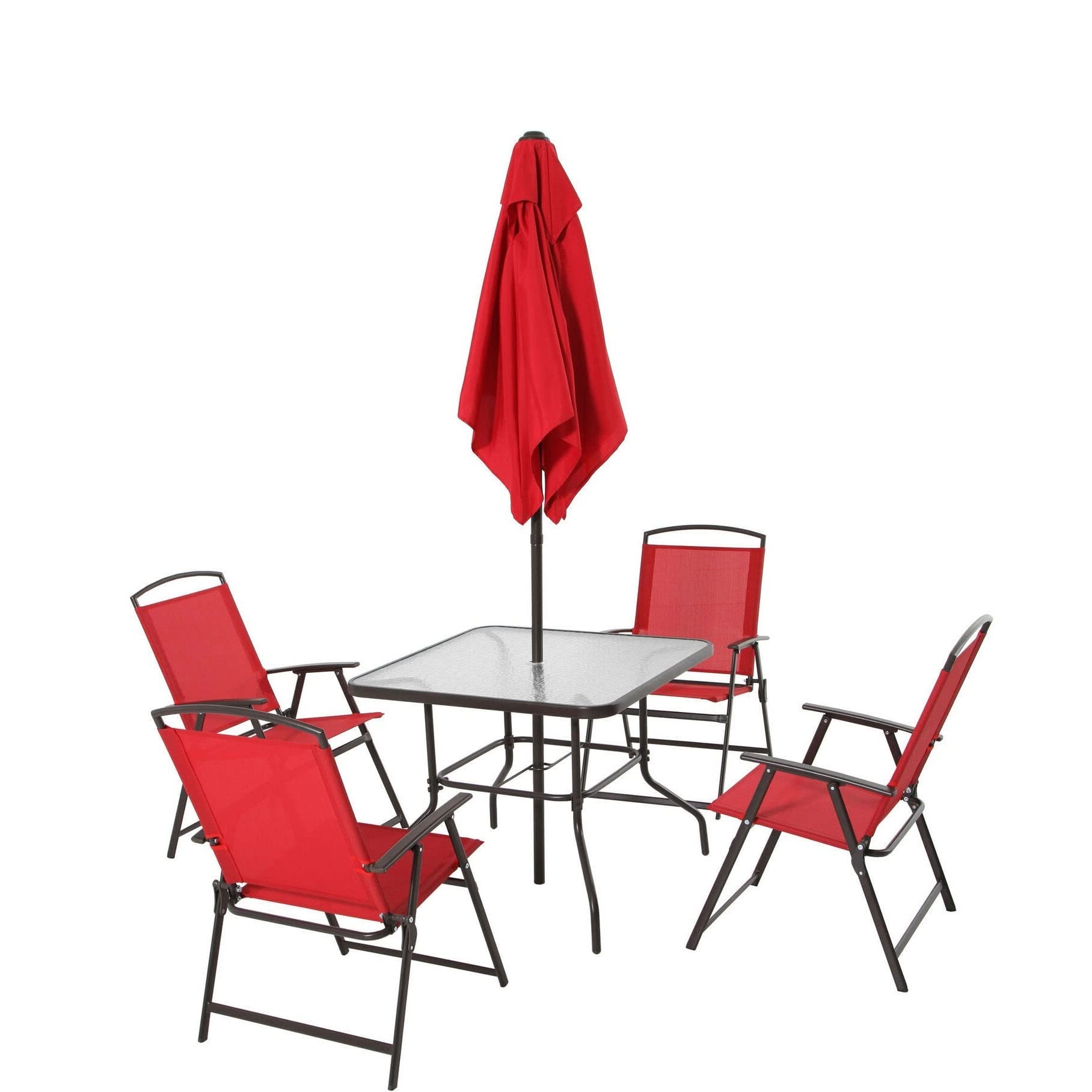 YJYDD 6-Piece Outdoor Dining Set - Waterproof Sling Patio Furniture with Folding Chairs for Backyard, Garden & Poolside (Beige) | Perfect for BBQs, Family Gatherings & Outdoor Entertaining