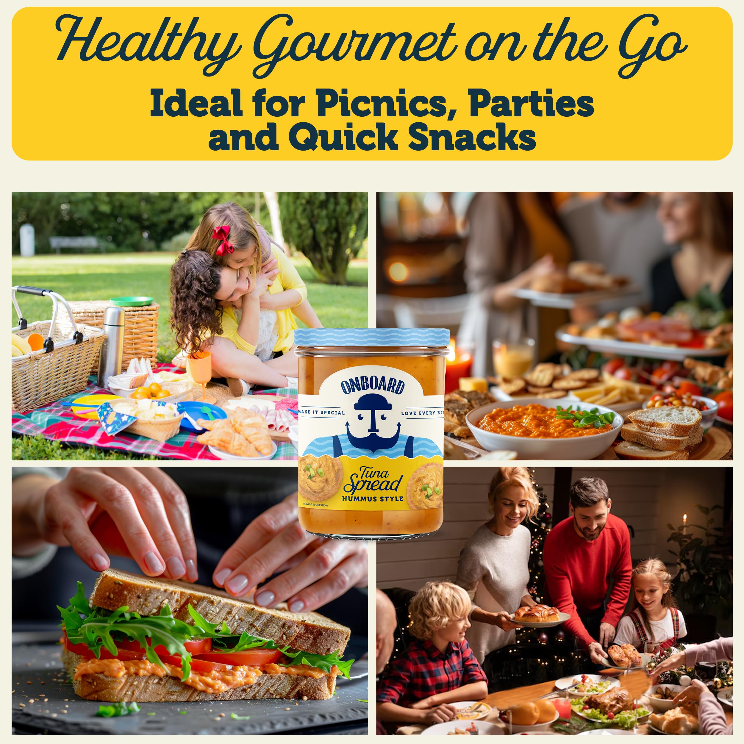 Organic Yellowfin Tuna Hummus Spread - 6 Pack (7.1oz Jars) | High-Protein Wild-Caught Tuna Snack with Mediterranean Flavors | Perfect for Sandwiches, Chip Dips, Salads & Healthy Meal Prep | Gluten-Free & Keto-Friendly Snack Option