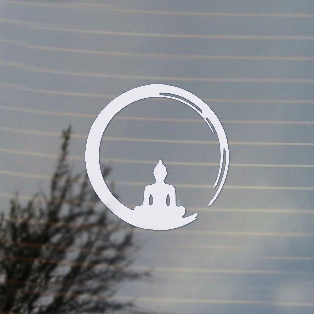 Buddha Brushstroke Vinyl Decal for Cosplay & Fan Gear - White | Perfect for Laptops, Cars, Windows & DIY Projects