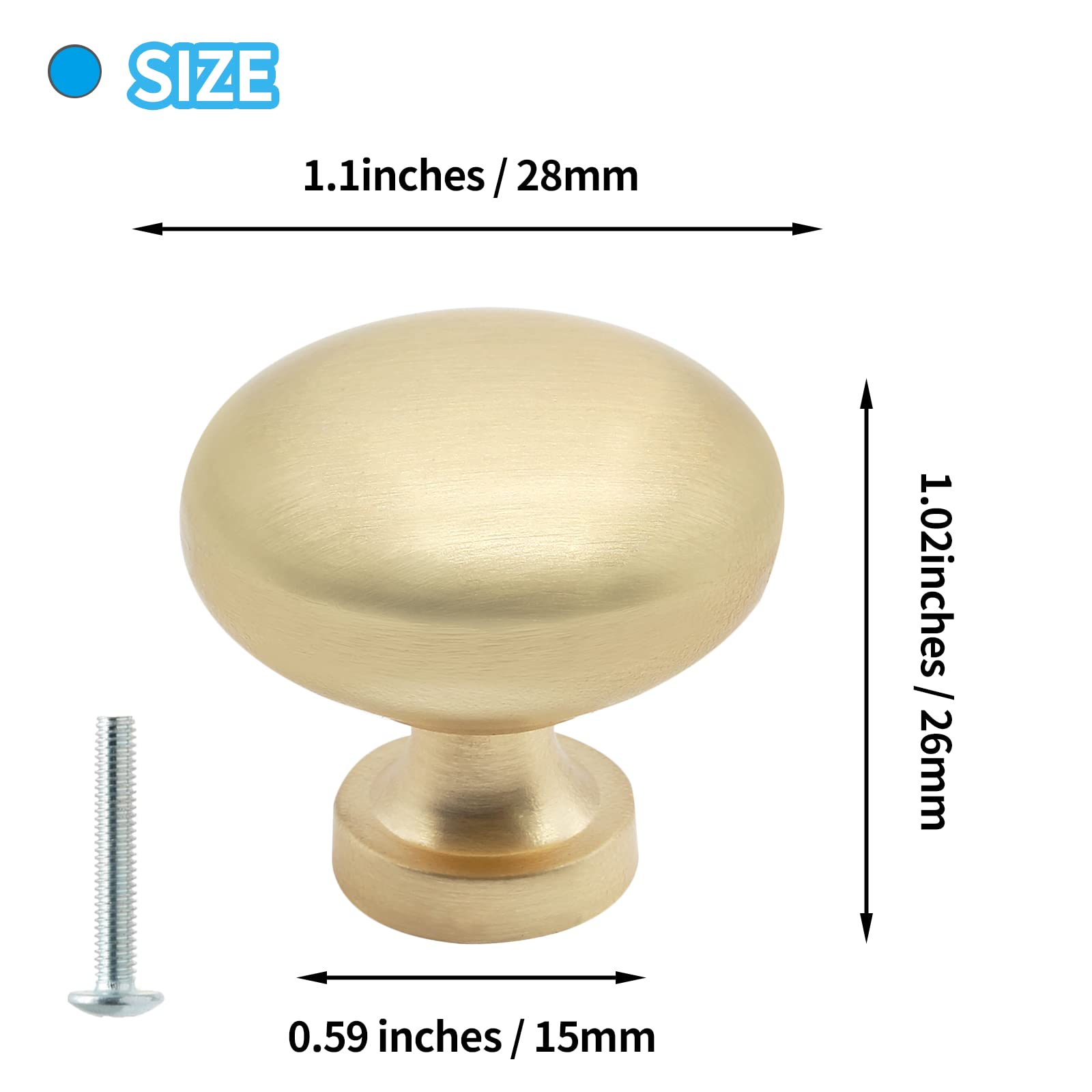 5 Pack Gold Cabinet Knobs - Round Kitchen & Bathroom Drawer Handles - Elegant Hardware for Cabinets, Closets & Dressers (Perfect for Home Renovation & Furniture Upgrade)