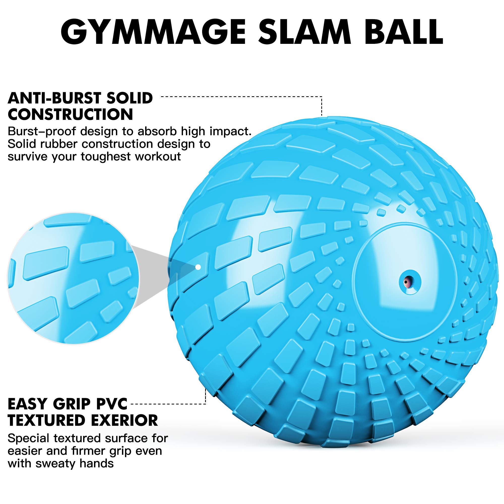 Premium Slam Ball - Weighted Exercise Medicine Ball (10-50lbs) for Strength Training, CrossFit & Home Gym Workouts - Textured Easy-Grip Surface - Ideal for HIIT, Functional Fitness & Conditioning Routines