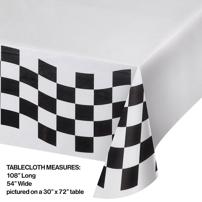 12-Piece Bulk Black and White Checkered Disposable Table Covers - Perfect for Parties, Weddings, and Events