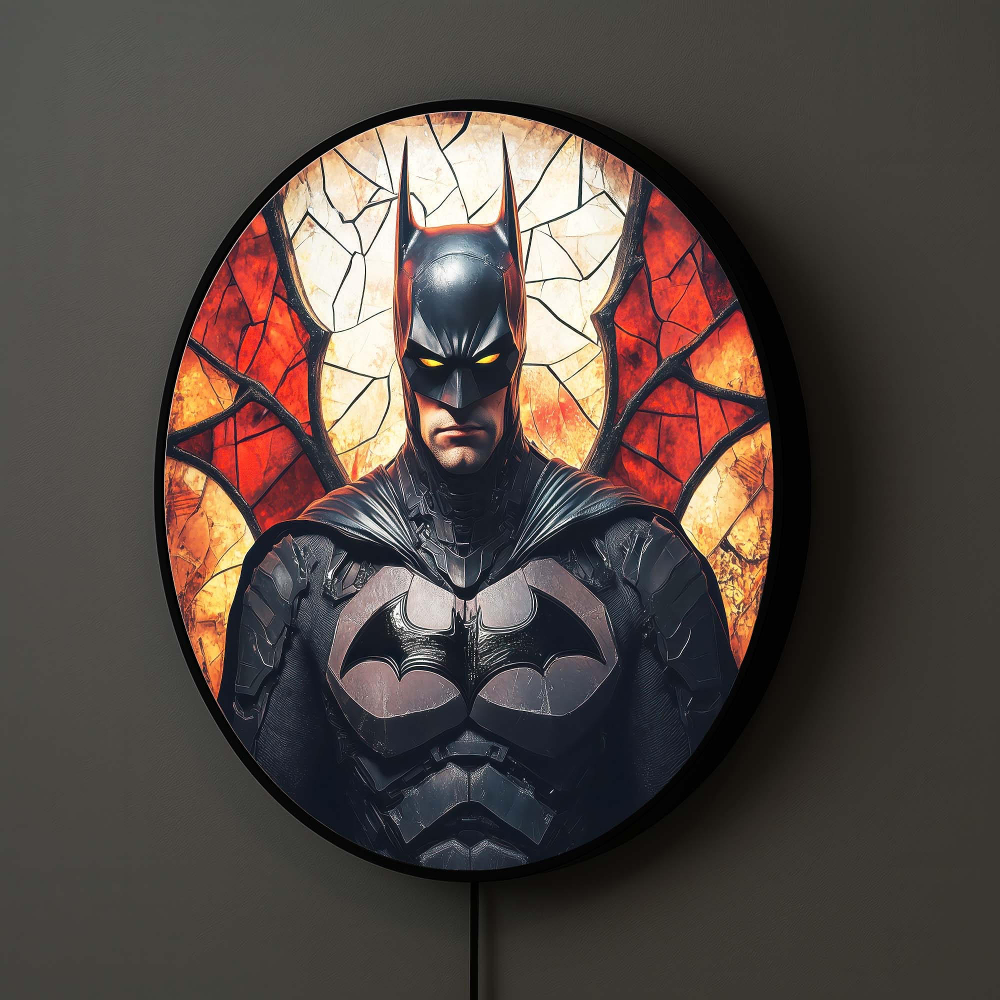 Shadow Guardian Backlit Tempered Glass Wall Art - Modern LED Light Decor for Living Room, Bedroom & Office