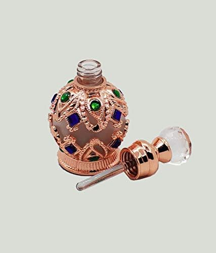 15ml Refillable Empty Perfume Bottle with Round Diamond Design - Rose Gold | Travel Essential Oil & Fragrance Atomizer for Women | Perfect for Purse, Gym Bag & Gift Giving