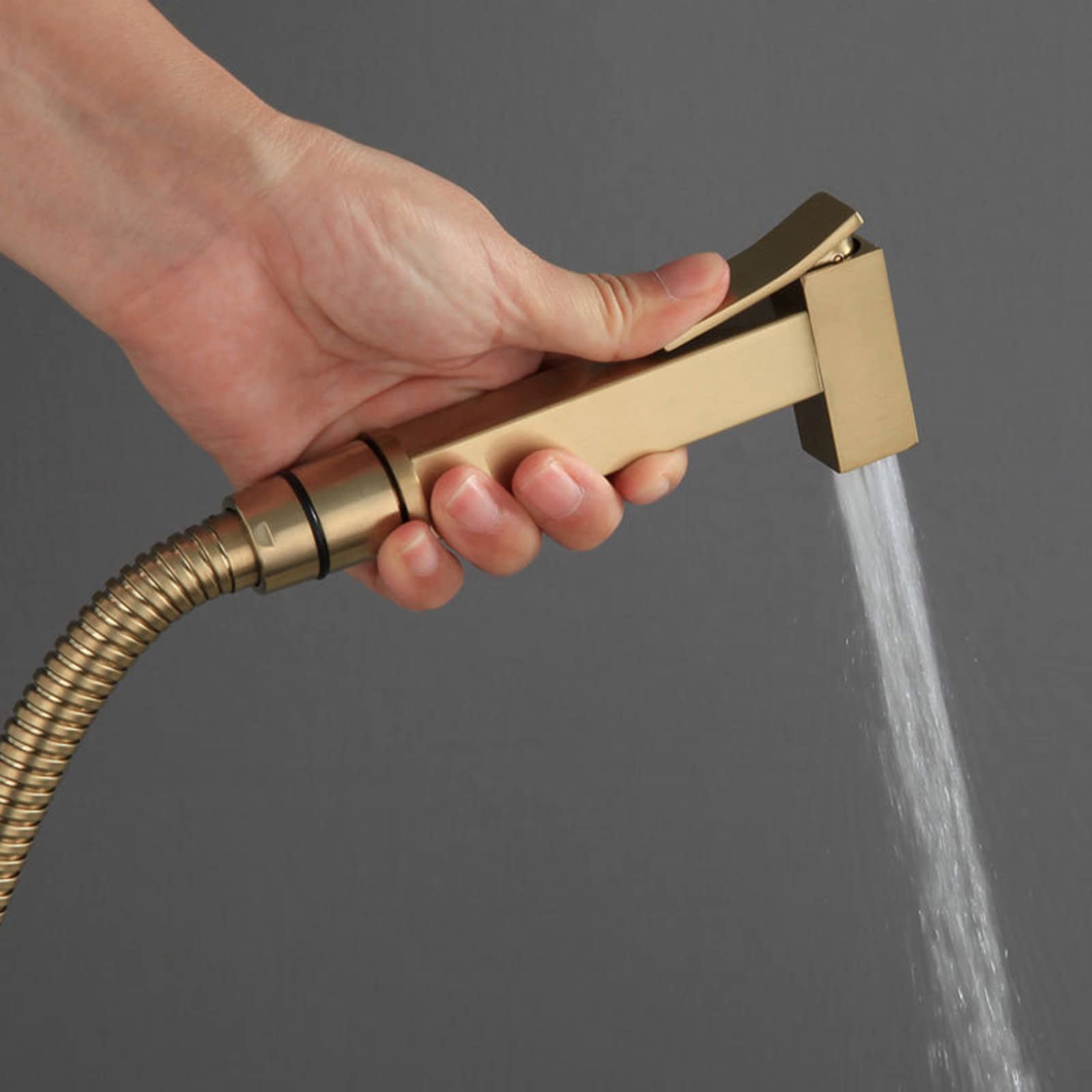 **Portable Brass Handheld Sprayer for Toilet & Baby Cloth Diaper - Brushed Gold Faucet with Hose - Easy to Install - Ideal for Feminine Wash, Pet Cleaning & Household Use**