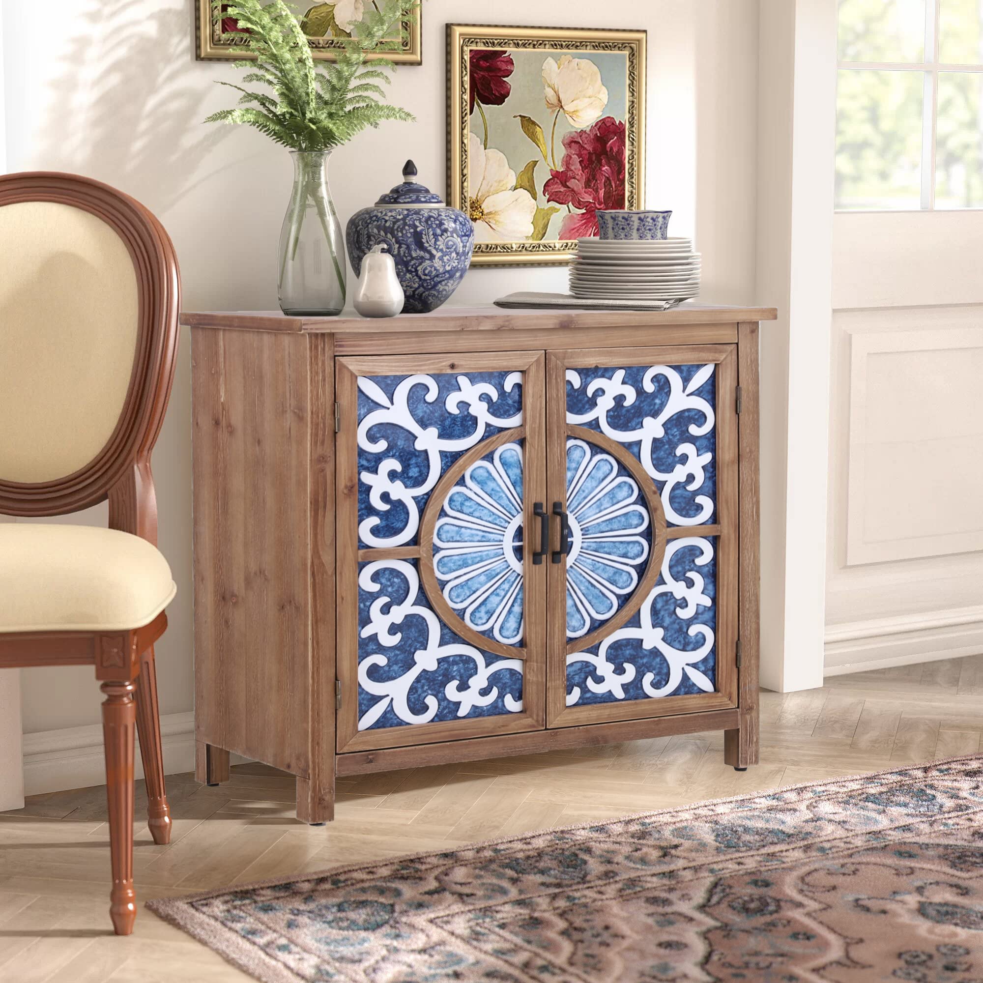 PHI VILLA Accent Cabinet with Doors - Modern Sideboard Buffet Cabinet for Living Room Storage, Entryway Hallway Organizer, Farmhouse Style Home Decor Furniture for Dining Room & Bedroom