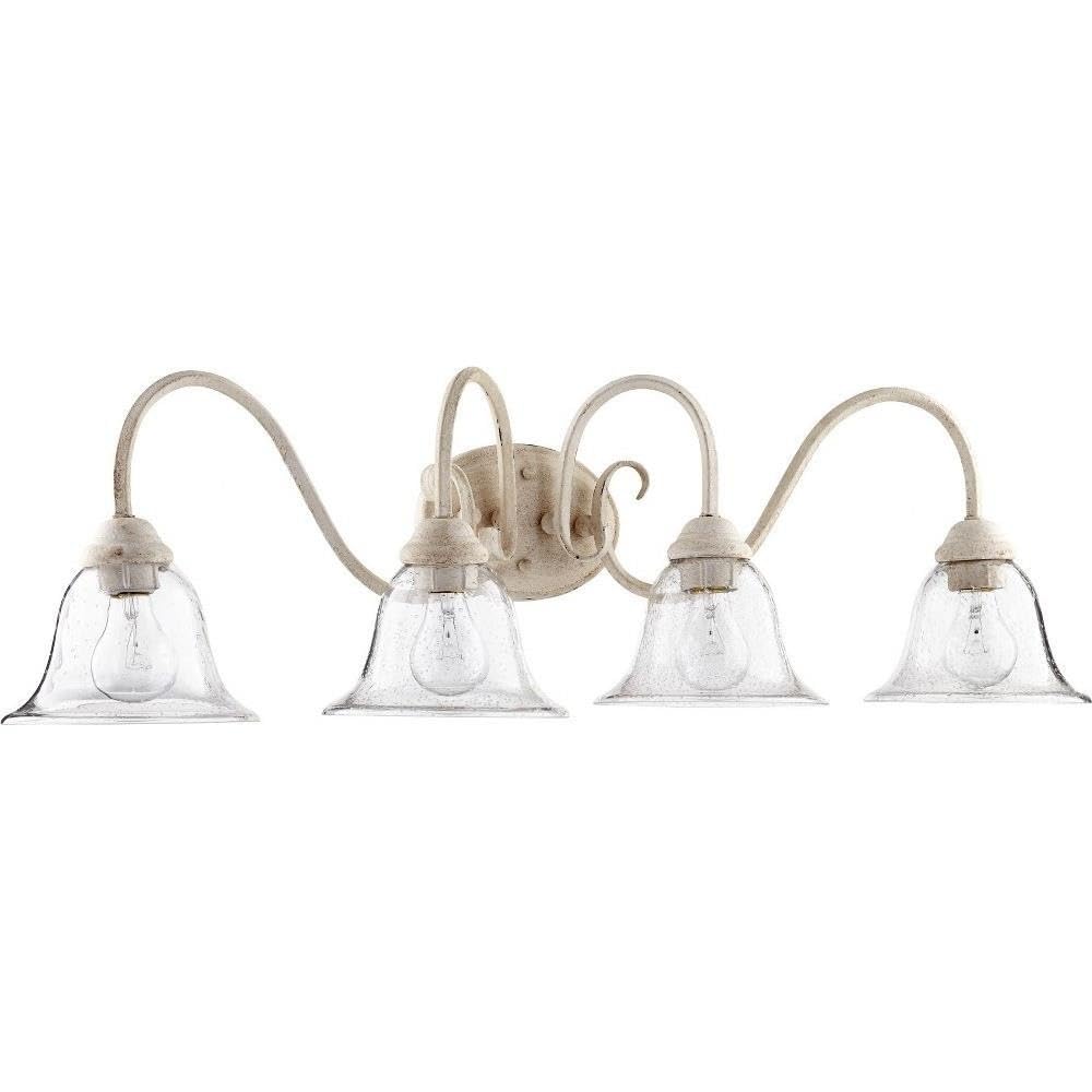 Quorum 5110-4-170 White Transitional 4-Light Bathroom Vanity Light Fixture - Spencer Collection - Perfect for Modern Bathrooms & Powder Rooms