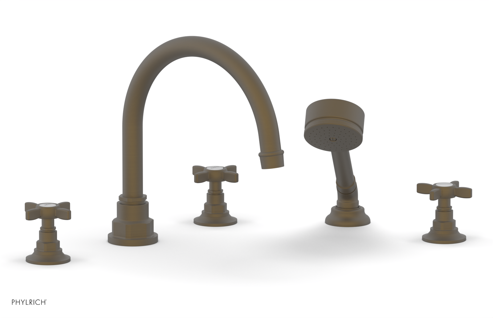 Jamestown Deck Tub Set with Hand Shower - Cross Handles 165 48 - Outdoor/Indoor Freestanding Bathtub for Patio, Garden, or Bathroom Relaxation