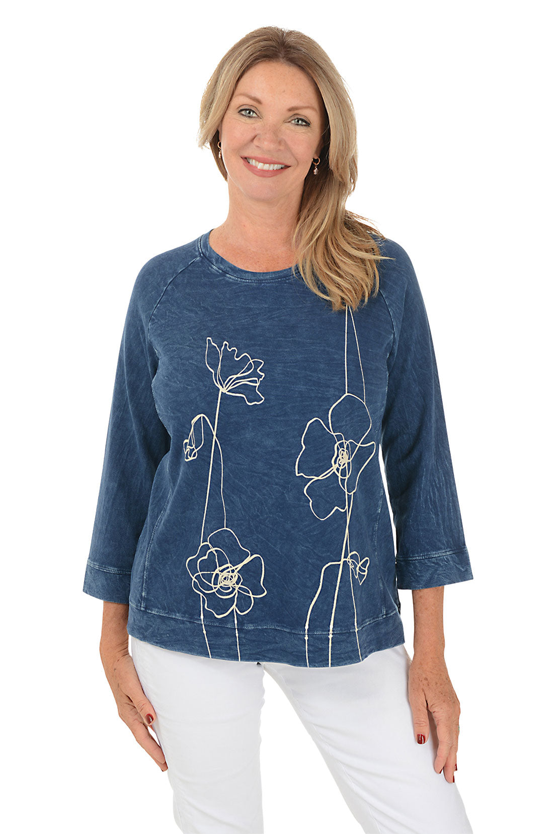 Sketch Mineral Wash Raglan Sleeve Knit Top | Soft Casual Women's T-Shirt | Perfect for Everyday Wear, Weekend Outings & Layering