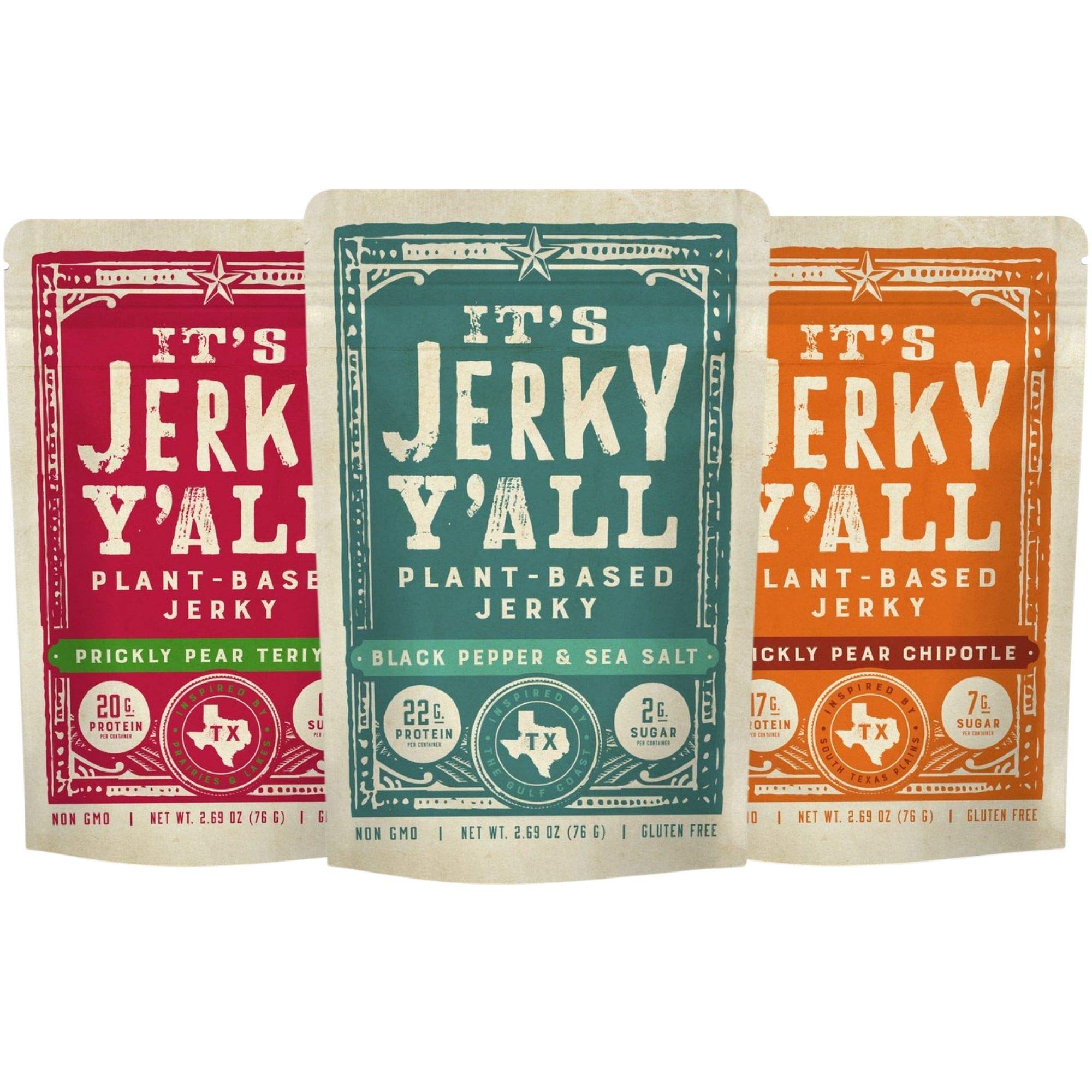 Plant Based Jerky Variety Pack - Vegan, Non-GMO, Gluten Free Snacks for Hiking & Travel