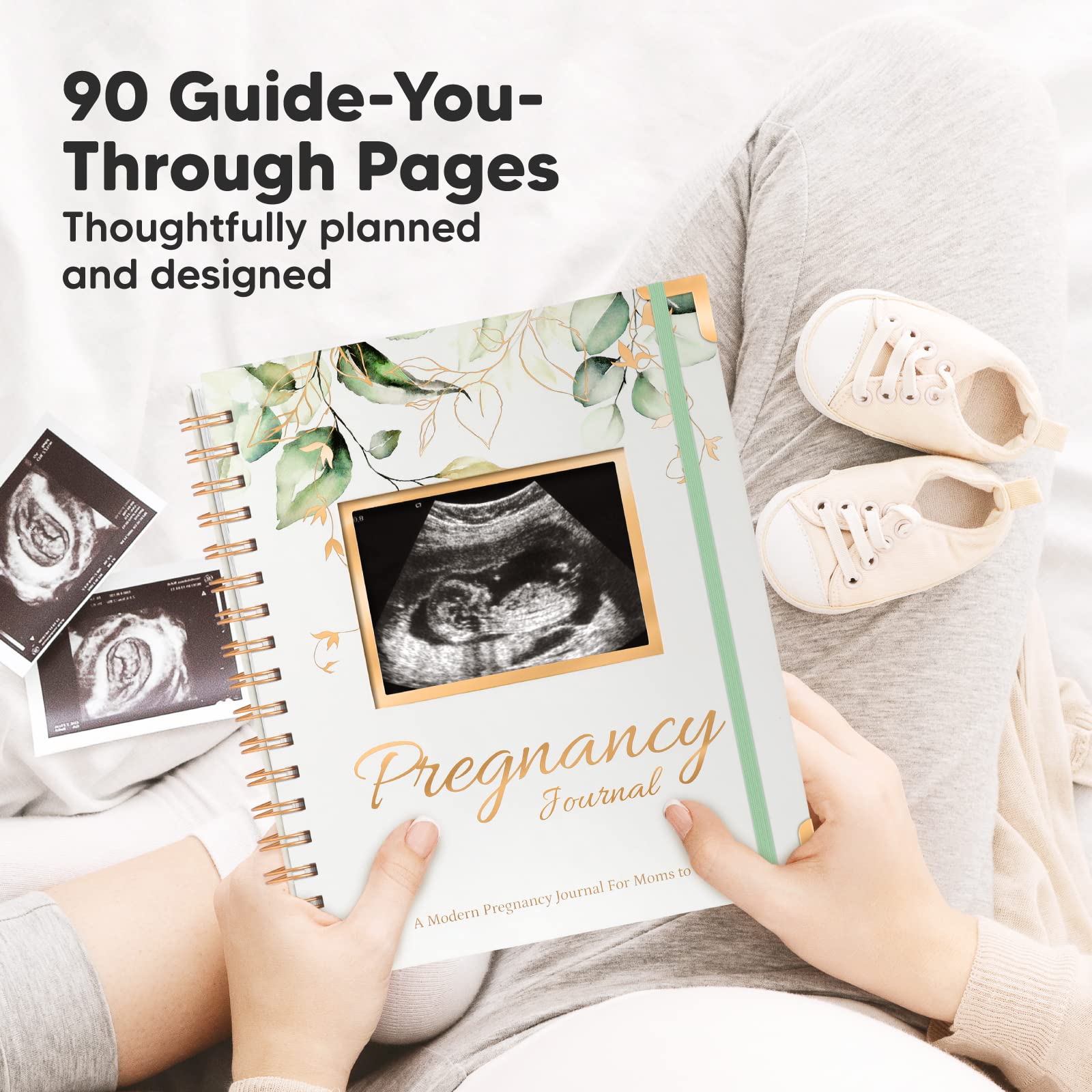 KeaBabies Pregnancy Journal & Sonogram Frames - 90pg Hardcover for Mom Gifts - Baby Shower & Gender Reveal