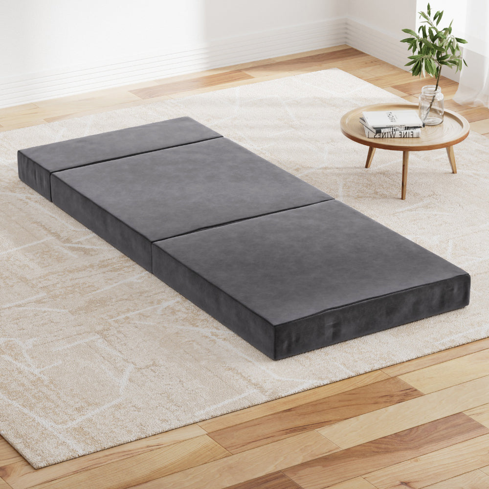 Portable Folding Foam Mattress - Lightweight & Compact Travel Bed for Camping, Guest Room, or Outdoor Adventures - Grey