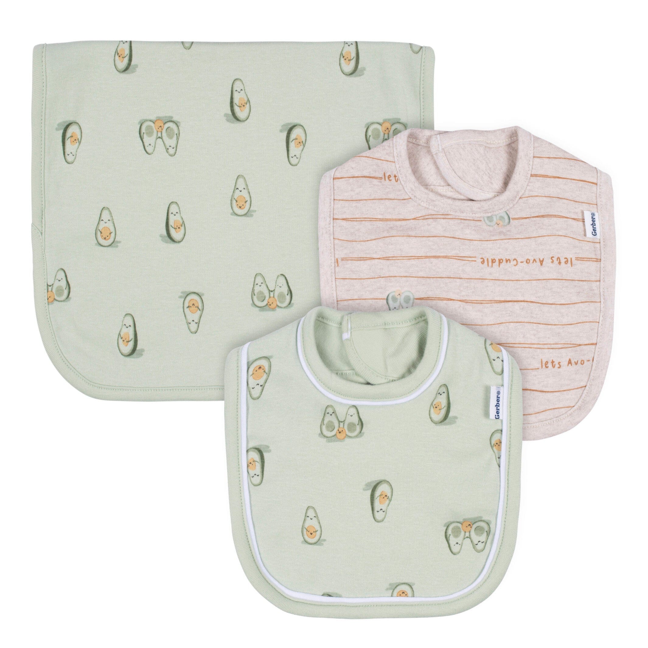 3-Piece Neutral Baby Bib and Burp Cloth Set - Soft Organic Cotton for Newborns & Infants - Perfect for Feeding, Drooling, and Messy Mealtime Protection