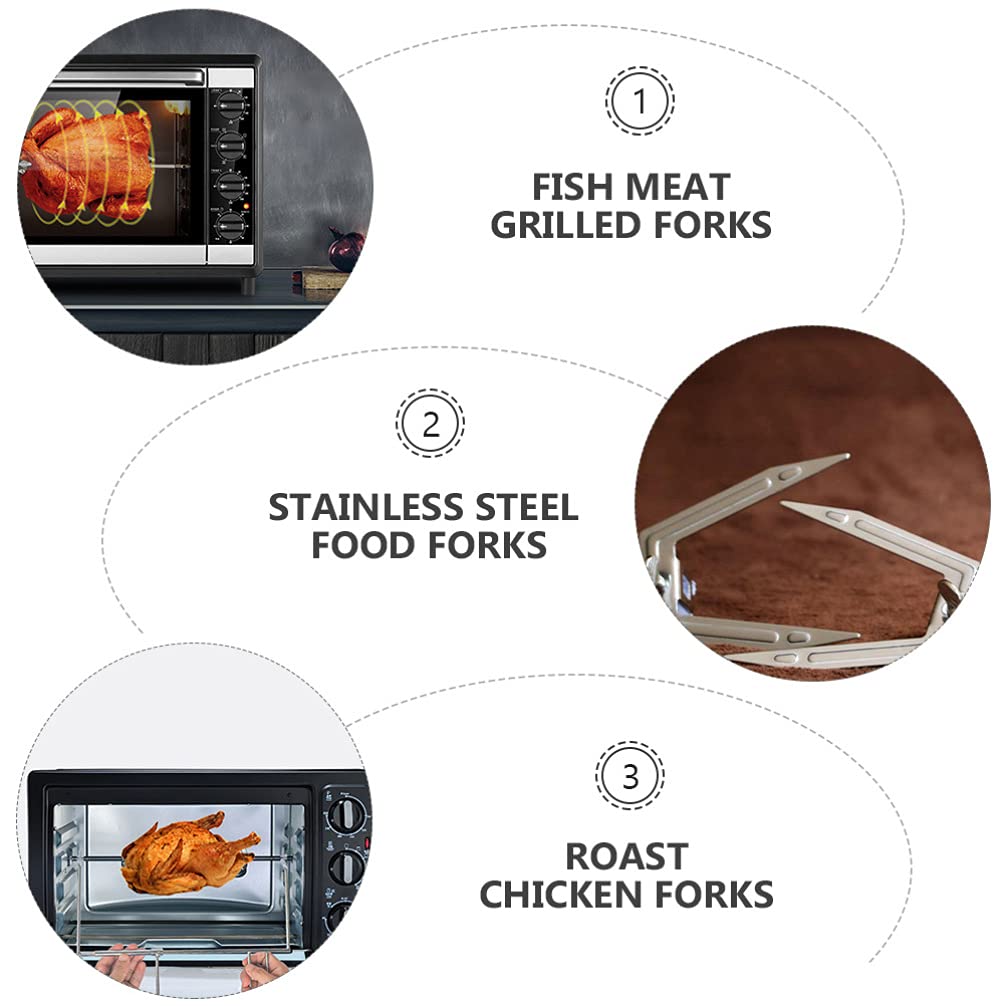 Stainless Steel Rotisserie Meat Forks - Air Fryer & BBQ Accessories for Chicken, Fish & Roast - Durable Replacement Grill Forks for Home Kitchen & Outdoor Cooking | Perfect for Air Fryer Meals, Backyard BBQs & Camping