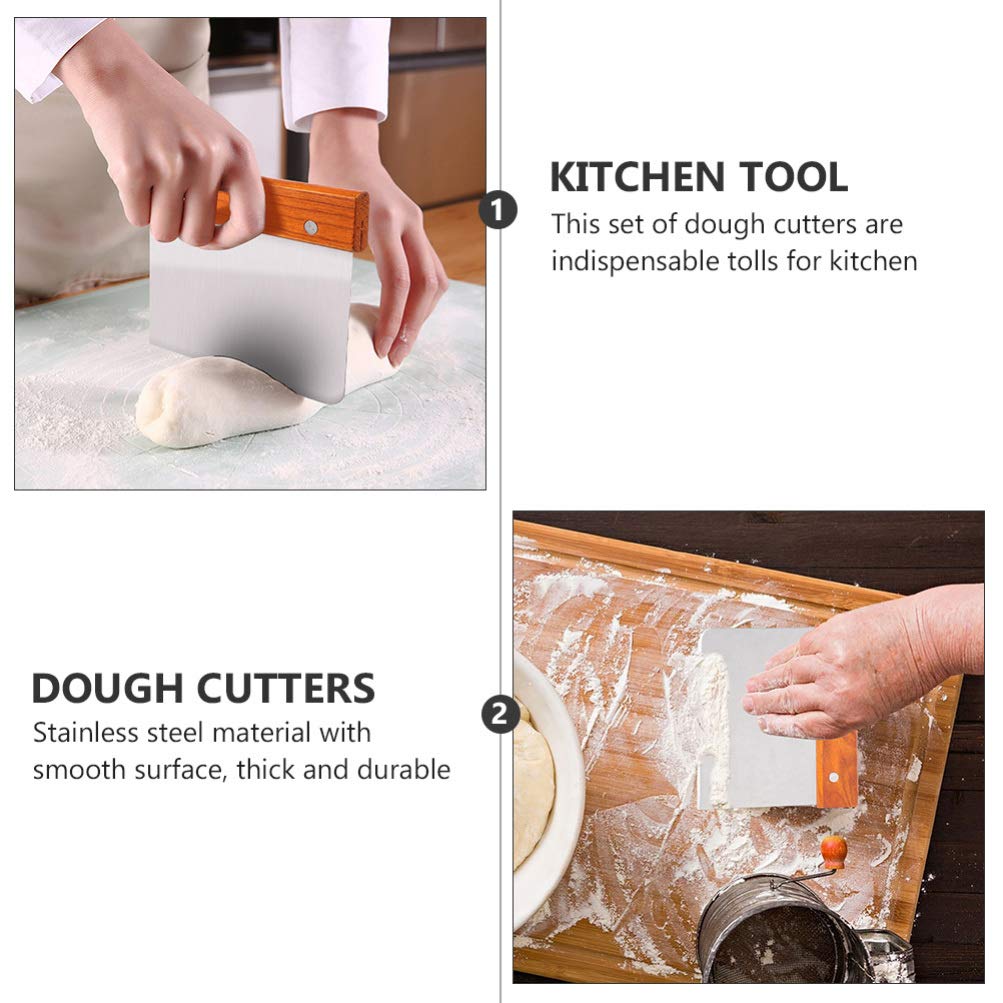 3-Piece Stainless Steel Dough Scraper Set - Pastry Cutter, Bench Chopper & Kitchen Tool for Baking Bread, Cookies & Pizza Dough - Perfect for Home Bakers & Professional Chefs