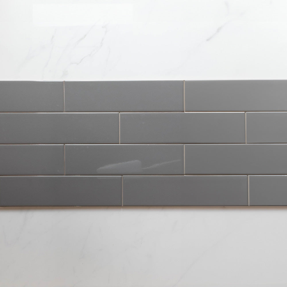 Premium Cascade Dark Grey 75x300mm Glossy Unrectified Subway Tile - Perfect for Kitchen Backsplash, Bathroom Walls & Modern Interior Design