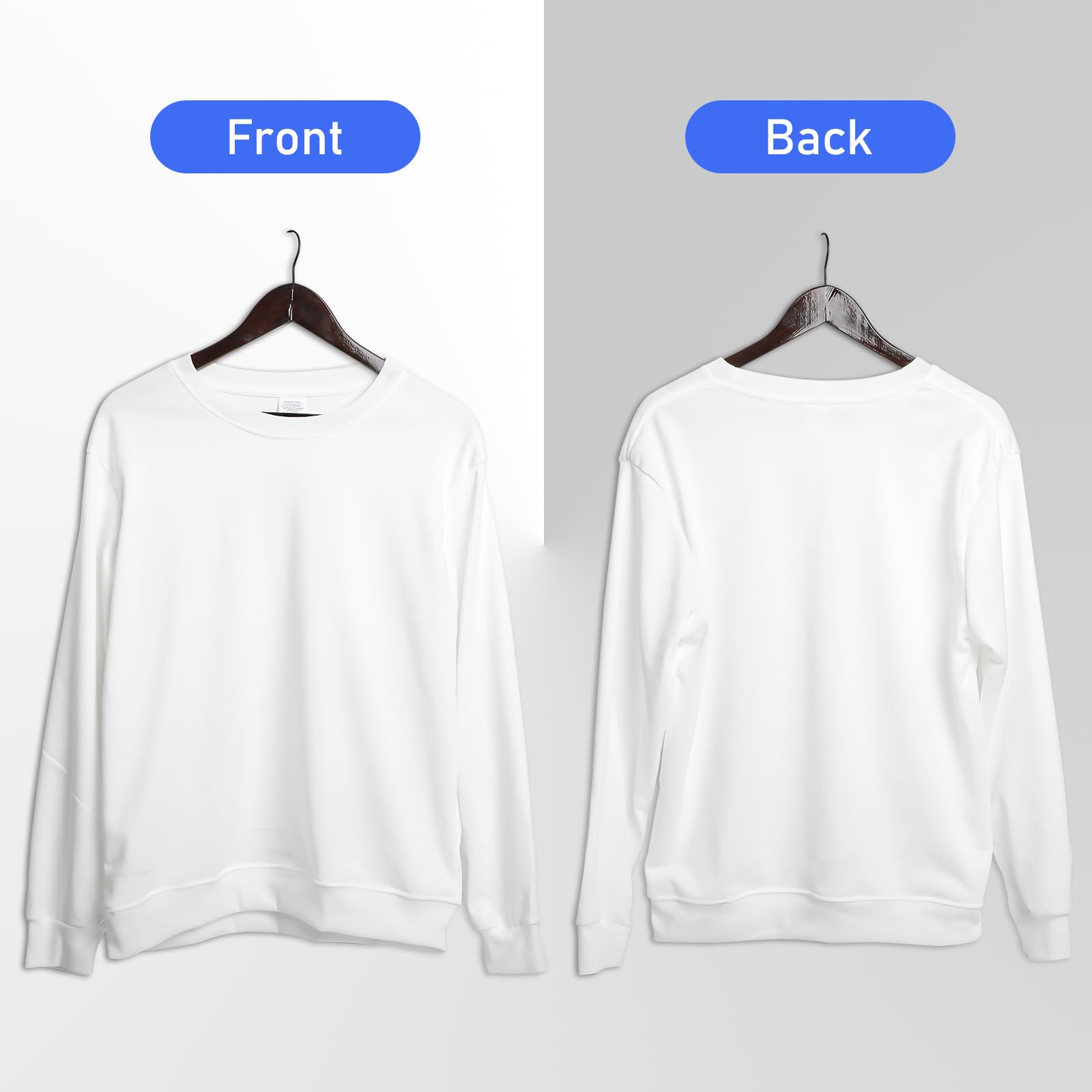 2 Pack White Blank Polyester Crewneck Sweatshirts for Sublimation & Heat Press - Unisex Adult Pullover Hoodies for DIY Printing, Custom Apparel & Gifts
