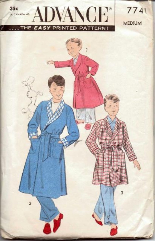 Vintage 1970's Pattern Boys Bath Robe - Long & Short Plush Terry Cloth for Kids - Cozy Loungewear for Home, Spa & Sleepovers