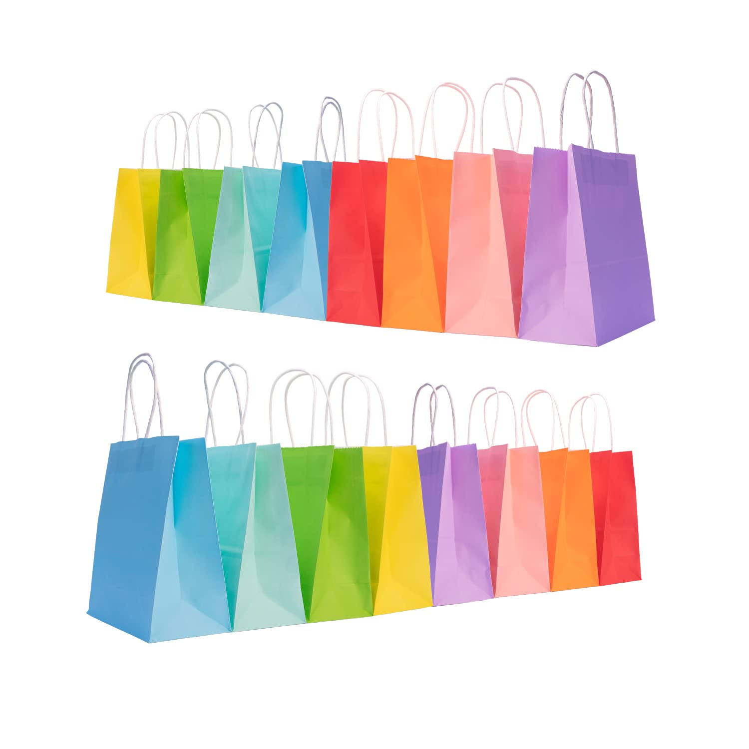 EASY ROAD 32-Pack Color Kraft Small Paper Bags - 8 Colors (8 Bags Each) | Eco-Friendly Gift Wrapping, Shopping & Takeout Bags with Twisted Handles | Perfect for Retail Merchandise, Party Favors & Craft Projects | 100% Recyclable Disposable Paper Bags