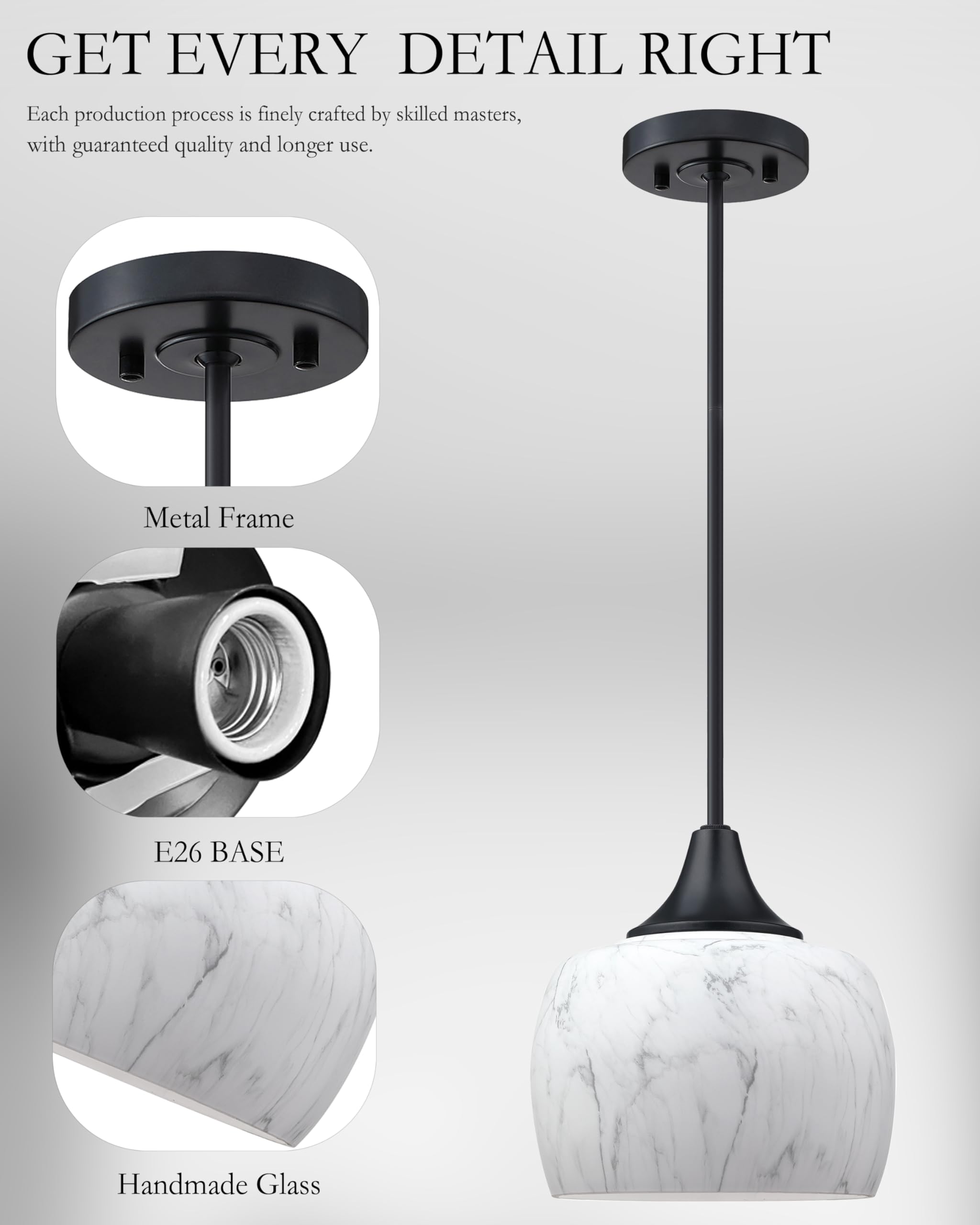 2 Pack Black Modern Farmhouse Pendant Lights - 7.3