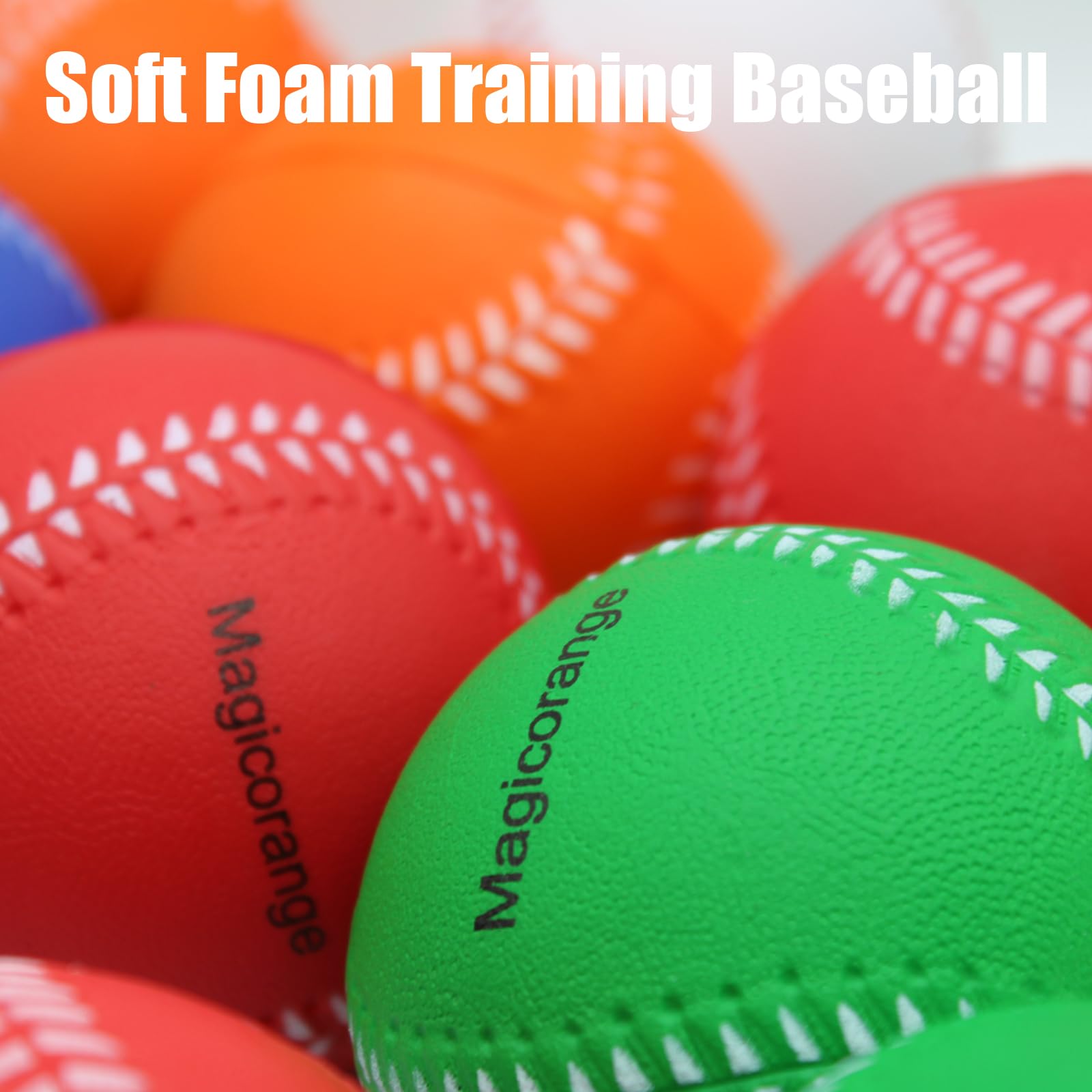 MagicOrange Foam Baseballs 20 Pack - Soft Practice Training Balls for Batting, Fielding & Pitching | Unmarked Baseballs for Kids & Adults | Perfect for Backyard Drills, Team Practice & Baseball Training