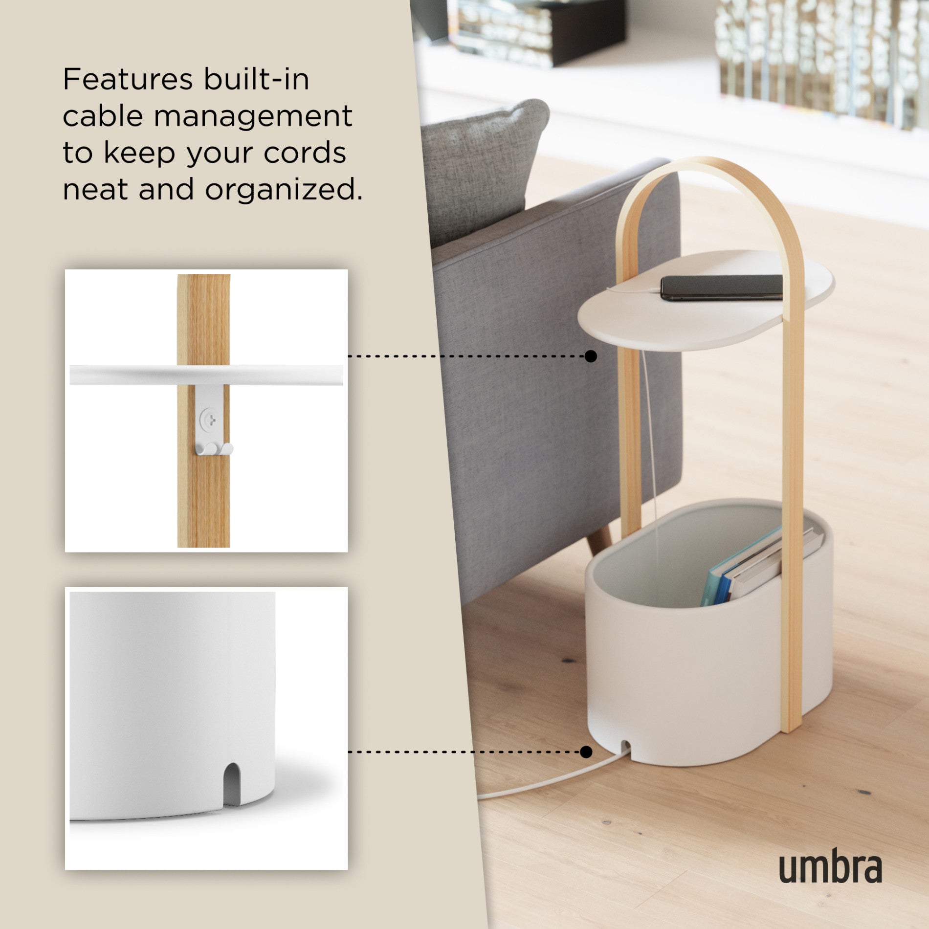 Bellwood Storage Table - Foldable Side Table with Storage Shelf, Perfect for Living Room, Bedroom, or Office Organization