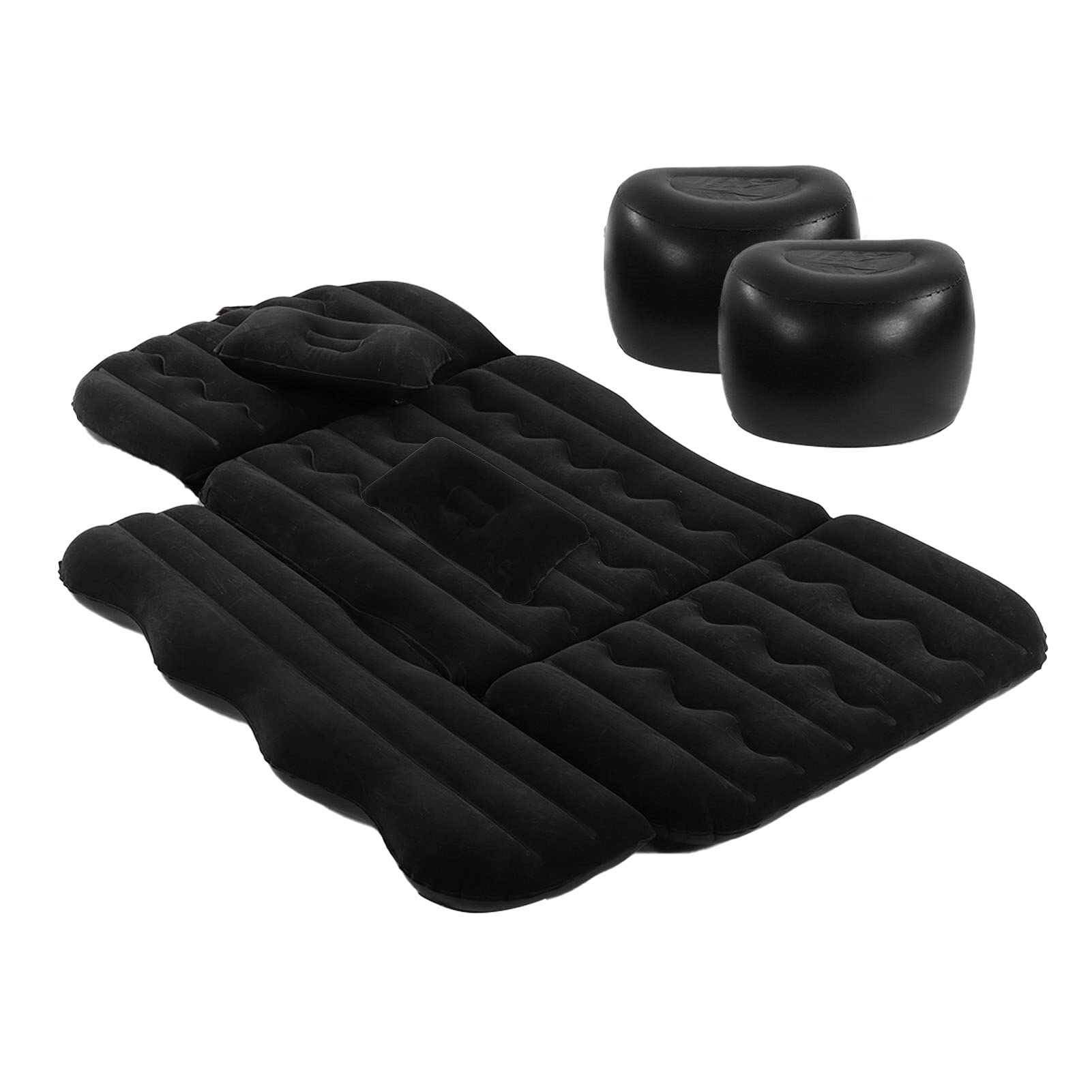 Inflatable Car Air Mattress with Auto Pump & Pillows - Portable Back Seat Air Bed for Travel, Camping & Road Trips - Flocking Cushion for Comfortable Sleep in SUV, Sedan or Truck