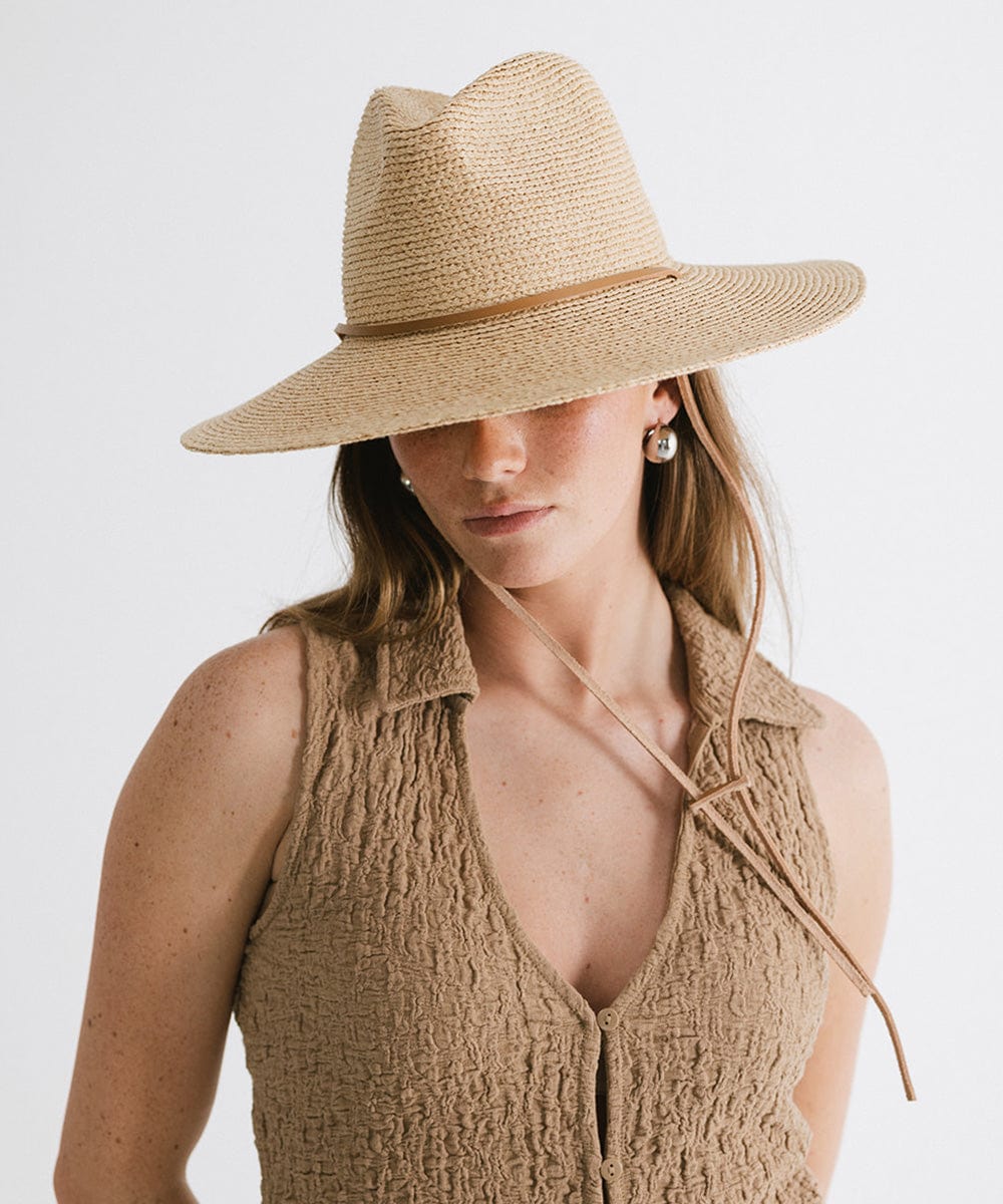 Ozzy Packable Straw Sun Hat for Women - UPF 50+ Wide Brim Summer Beach Hat - Foldable Travel Sun Hat for Outdoor, Vacation, and Gardening