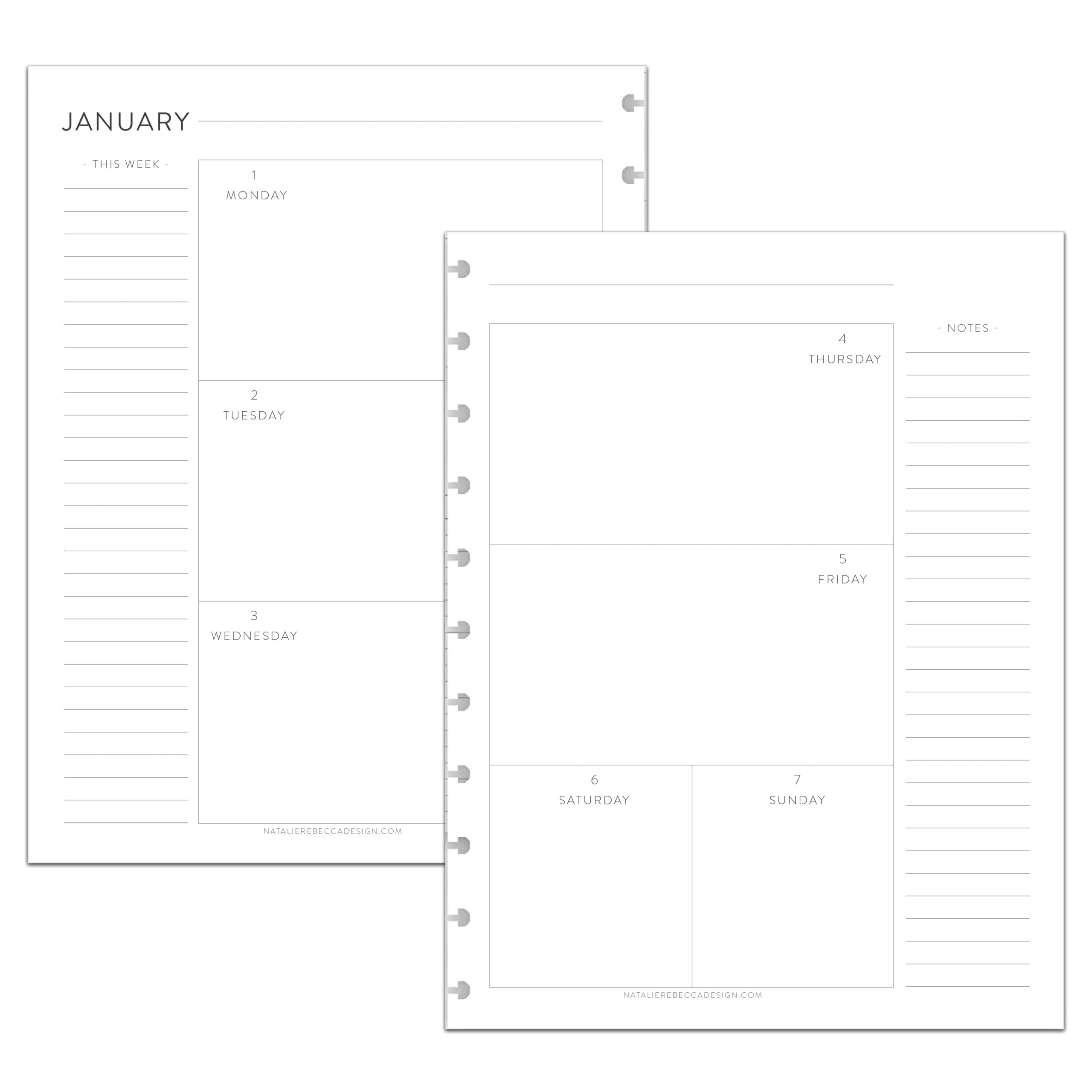 BetterNote 2025 Horizontal Discbound Calendar Refill - Compatible with Levenger Circa, Staples Arc Jr, TUL, Happy Planner, InkWell Press, MAMBI & NOTIQ (9-Disc, 7
