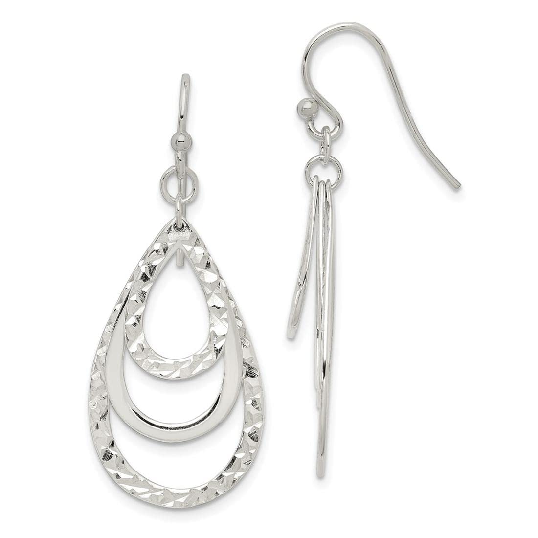 925 Sterling Silver Diamond-Cut Dangle Earrings for Women - Elegant Hypoallergenic Drop Earrings for Party, Wedding & Everyday Wear