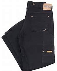 Men's Durable Work Jeans with 7 Pockets & Suspenders - Rinsed Black Denim Pants 32x34 for Construction, Farming & Outdoor Labor