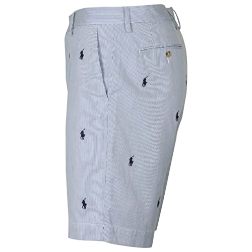 Ralph Lauren Men's Classic Fit Shorts - Blue Pinstripe with Iconic Pony Design | Casual Summer Wear, Golf Outfits & Weekend Outings (Size 29)