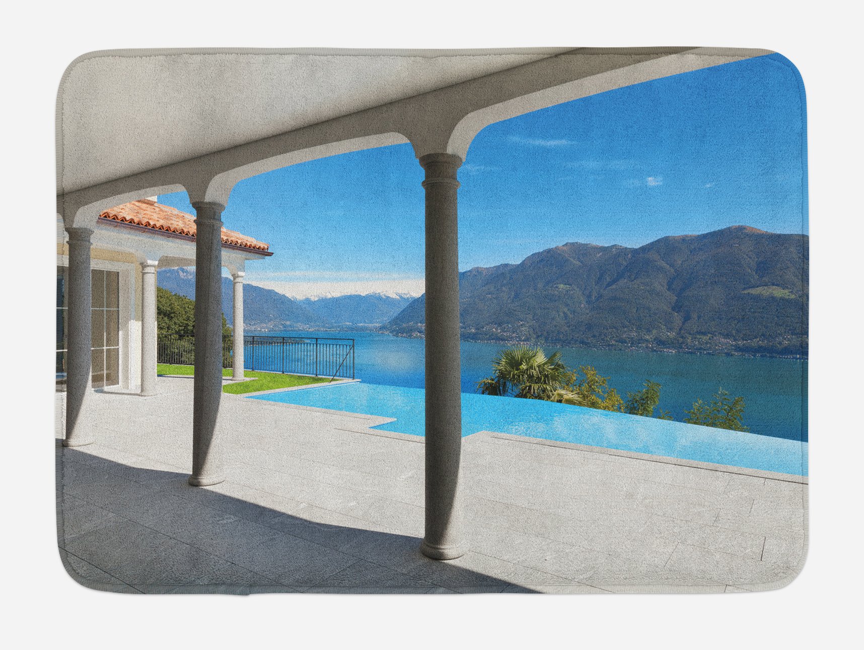 Ambesonne Italian Lake Maggiore Bath Mat - Non-Slip Plush Bathroom Rug, 30.2