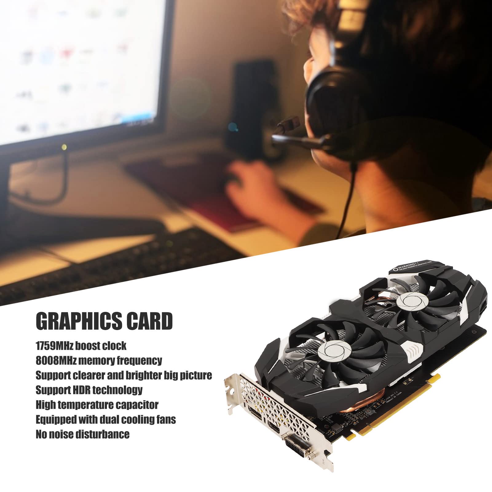NVIDIA GeForce GTX 1060 6GB GDDR5 Gaming Graphics Card with Twin Fans - 192-bit, 8008MHz Memory, 4K HDR Support - Compatible with GTX 1060 GAMING & 06G P4 - Perfect for PC Gaming, Video Editing & 3D Rendering