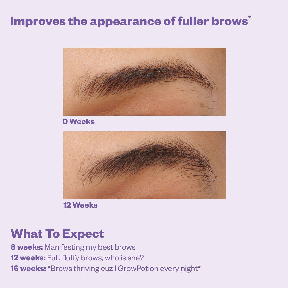 Growpotion Fluffy Lash & Brow Growth Serum - Natural Eyelash Enhancer for Longer, Thicker Lashes & Brows | Perfect for Daily Beauty Routine & Special Occasions