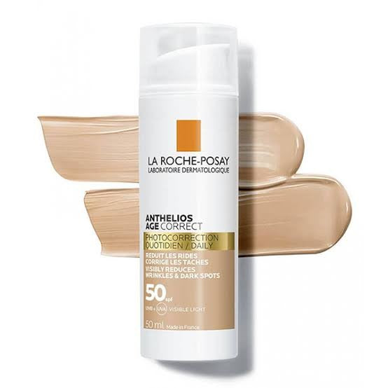 La Roche-Posay Anthelios Age Correct SPF 50 Tinted Moisturizer Cream - 50ml | Anti-Aging & Sun Protection for Daily Use, Perfect for Mature Skin Care Routine