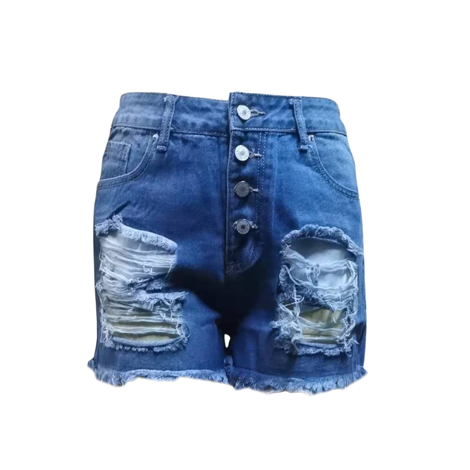 4th of July Women's Low-Rise American Flag Print Distressed Denim Shorts - Casual Ripped Raw Hem Jean Shorts for Summer BBQ, Beach Parties & Patriotic Celebrations