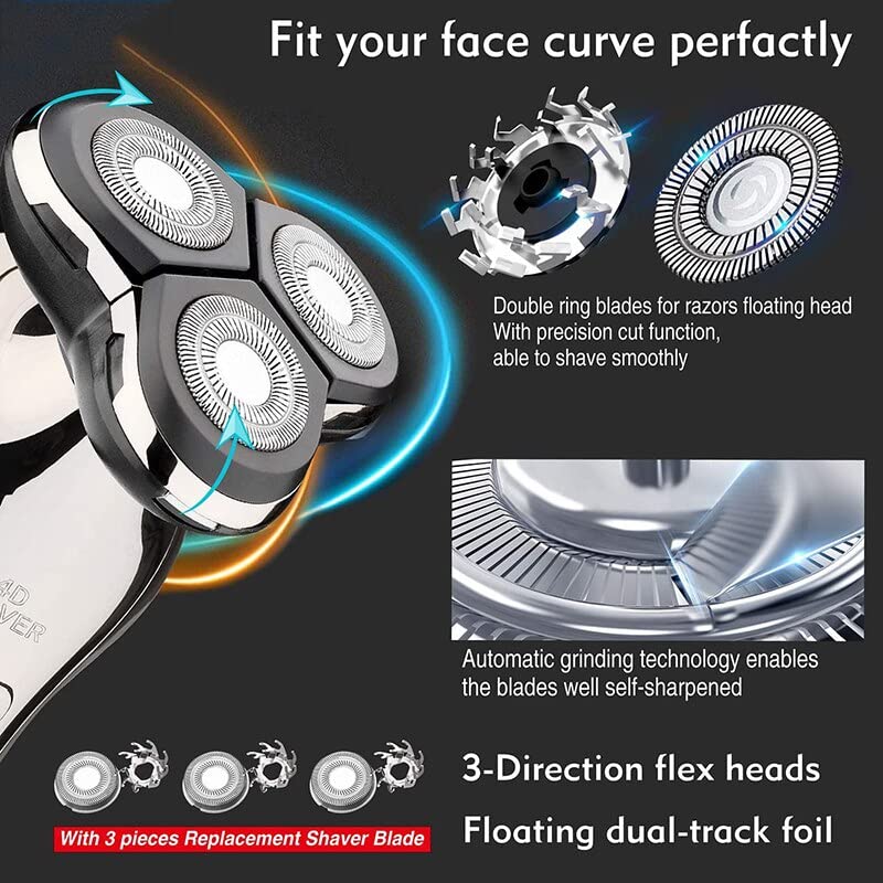 Premium Electric Head Shaver for Bald Men - USB Rechargeable & Washable Men's Shaving Machine with Beard & Mustache Trimmer (Color: 8508-F) - Perfect for Travel, Gym & Daily Grooming Routine