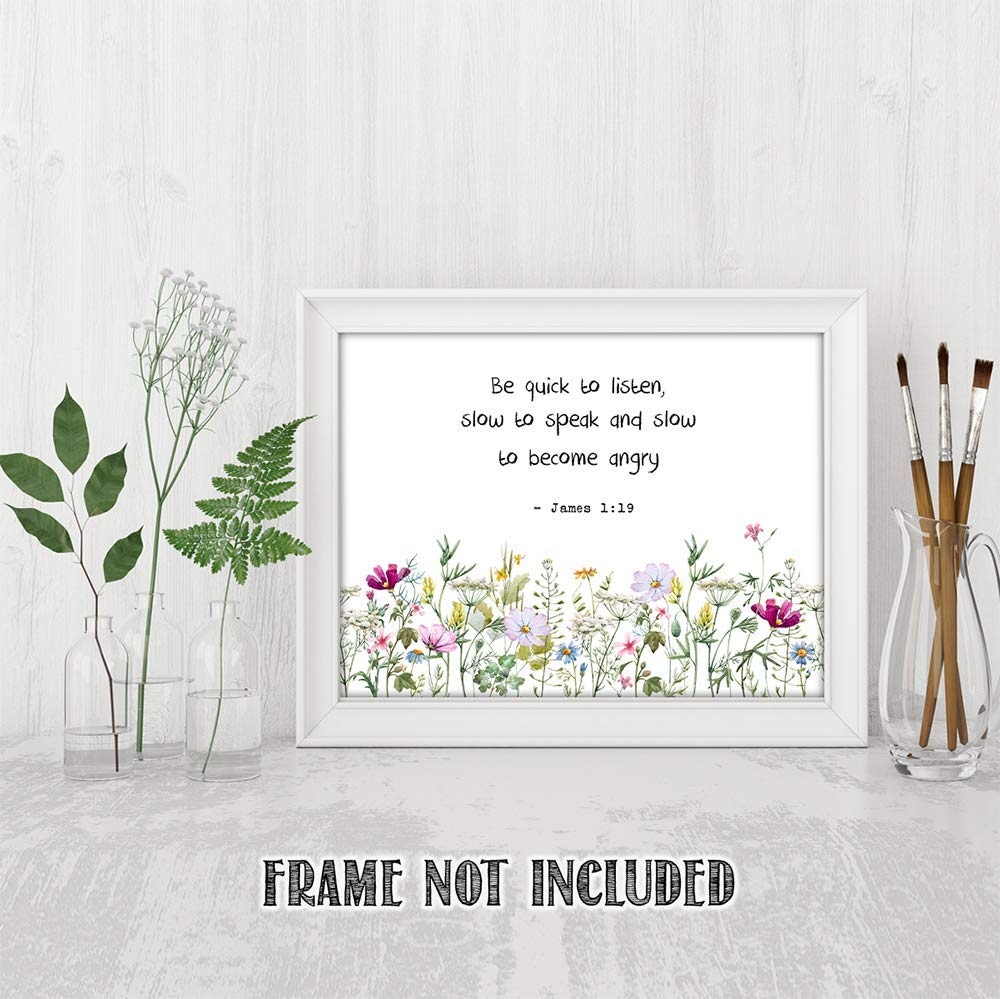 Book of James Inspirational Quotes Wall Art - Bible Verse Motivational Poster for Men & Women - Modern Living Room Wall Decor - Positive Scripture Art - Unframed 11x14 Inches - Perfect for Home, Office & Coach Gifts