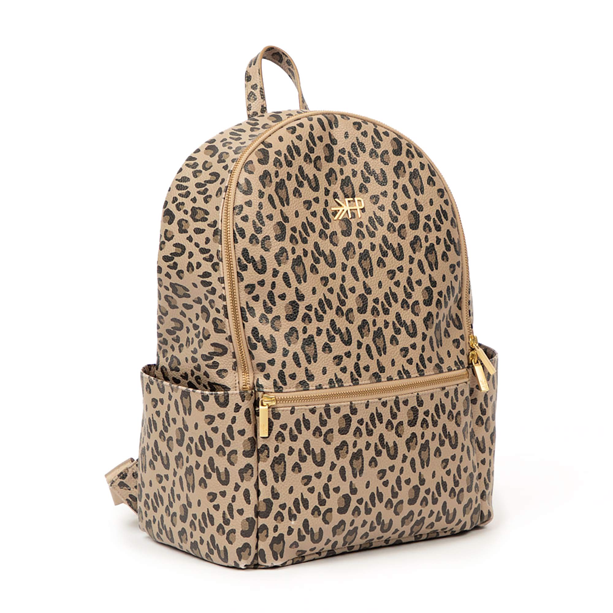 Vegan Leather Diaper Backpack for Women - Waterproof Baby Bag with Changing Pad & 10 Pockets | Perfect for Moms, Travel, Daycare & Everyday Use (Leopard Print)