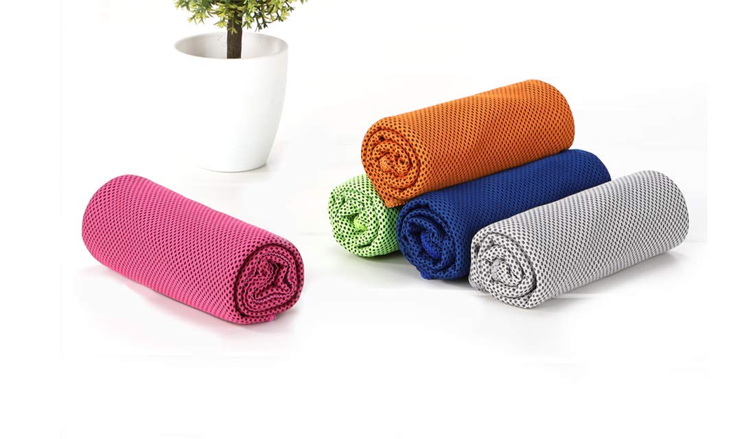 Premium Cooling Towel for Yoga, Running, Gym & Camping - Fast Cooling Microfiber with Handle Bottle (Blue) - Stay Cool During Workouts, Hiking & Outdoor Activities