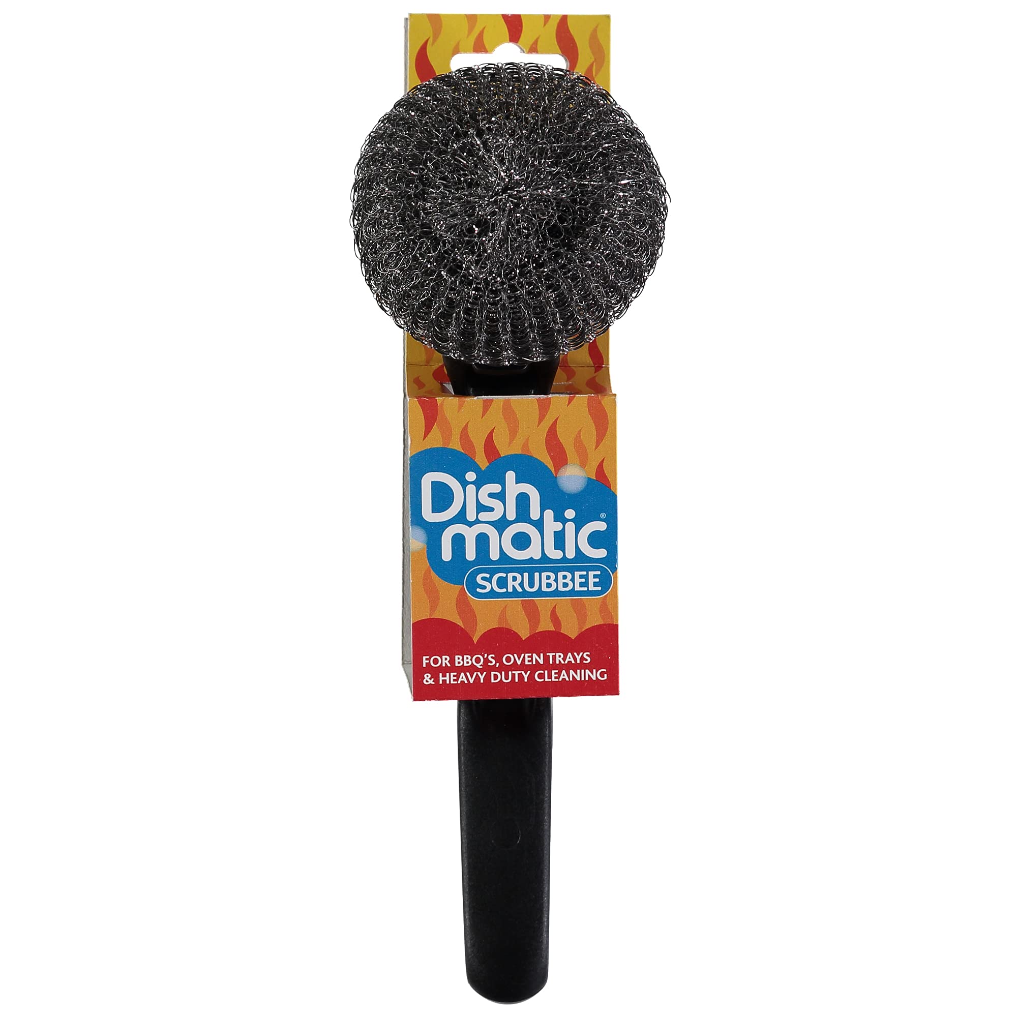 Stainless Steel Scrubber for BBQ Grill & Oven Cleaning - Heavy Duty Kitchen Scourer with Ergonomic Handle for Pots, Pans & Baking Trays - Perfect for Outdoor Cooking, Camping & Home Kitchen Use